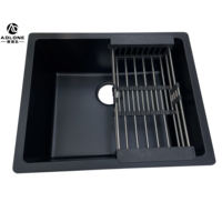 Évier de cuisine à bol unique fait à la main Lavabo populaire en quartz rose en granit et marbre sans robinet