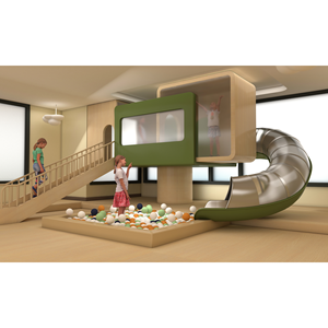 Parco <span class=keywords><strong>Giochi</strong></span> Interno in Legno <span class=keywords><strong>per</strong></span> <span class=keywords><strong>Bambini</strong></span> con Area Morbida e Scivolo, Attrezzature <span class=keywords><strong>per</strong></span> Parco <span class=keywords><strong>Giochi</strong></span> <span class=keywords><strong>per</strong></span> <span class=keywords><strong>Bambini</strong></span> e Neonati - Product Image 4
