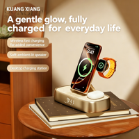 KUANGXIANG CE Certifié RoHS FCC, Gadget et appareils électroniques, Haut-parleur pliable à charge sans fil avec lumière d'ambiance pour chevet