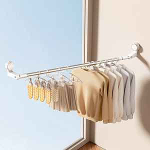Suction Cup Telescopic Clothes Drying Rod Single Bar Wall Mounted Balcony Window Drying Rack No Drilling Required - Product Image 1