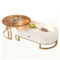 Table basse pour petit appartement, style luxueux, en pierre frittée, ovale, moderne, minimaliste, fabrication industrielle