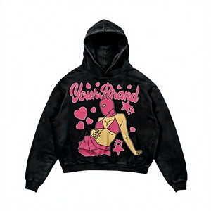 Sudadera con Capucha para Mujer, Lavado Ácido, 420 GSM, Felpa de Algodón Premium, Negra, Estilo Vintage, Oversize, con Bordado Personalizado, Serigrafía, Impresión Puff, DTF - Product Image 1