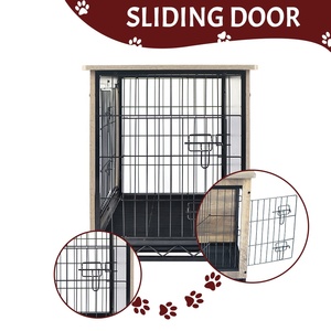 <span class=keywords><strong>Cage</strong></span> pour chien en bois de style meuble avec double porte, utilisable comme table d'appoint d'intérieur - Product Image 4