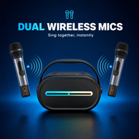 Speaker Boombox Karaoke LE Audio Auracast dengan 2 Mikrofon Nirkabel, Speaker Bluetooth Portabel untuk Rumah dan Luar Ruangan