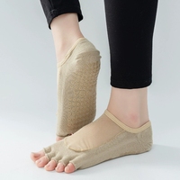 Chaussettes de yoga antidérapantes en maille à bout en usine chaussettes de Pilates respirantes à cinq doigts pour la pratique du fitness trampoline en gros