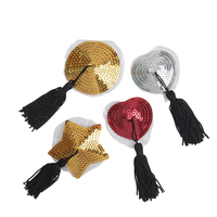 Cache-tétons adhésifs sexy, respirants, imperméables et confortables, sans bretelles, avec paillettes brillantes multicolores et pompons, réutilisables