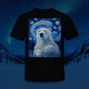 T-shirt en coton unisexe pour adulte, style Van Gogh, nuit étoilée, ours polaire - Product Image 3