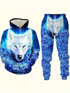 Survêtements pour hommes, unisexes, d'hiver, à capuche, décontractés, avec motif animal 3D, respirants, lavés, légers, coupe-vent, pull-over - Product Image 5