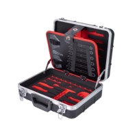 Estuche de Herramientas Multifuncional de Alta Calidad, Maleta de Plástico Negra y Roja con Espuma Personalizada, Sin Herramientas