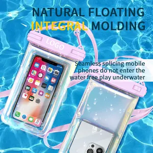 New IPX8 Illusory With Laser Color Sponge Floating Waterproof Phone Bag Outdoor Travel Dust Diving Mobile Phone Pouch
