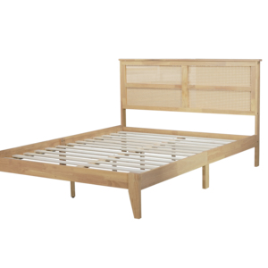 <span class=keywords><strong>Lit</strong></span> moderne en bois <span class=keywords><strong>de</strong></span> caoutchouc massif taille Queen avec tête <span class=keywords><strong>de</strong></span> <span class=keywords><strong>lit</strong></span> en <span class=keywords><strong>rotin</strong></span> et pieds <span class=keywords><strong>de</strong></span> support durables, mobilier <span class=keywords><strong>de</strong></span> maison en chêne blanc - Product Image 1