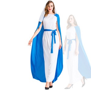 Vestido Largo de la Virgen María con Capa Azul, Disfraz para Actuación en Escenario, para Mujeres Adultas - Product Image 1
