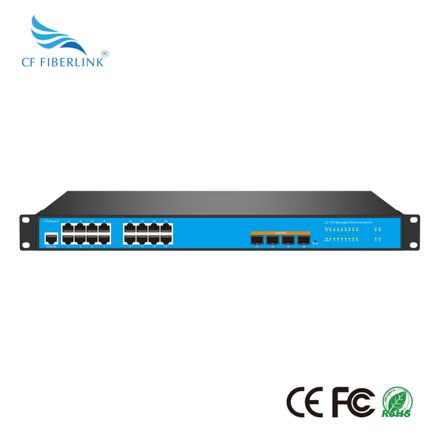CF FIBERLINK 20 Port Management Switch 4*10Gbps SFP+ 16*2.5Gbps PoE Ports L3 QoS SNMP 1.2Tbps 32K MAC 414Mpps 1 Console 19-inch