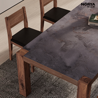 Table à manger ultra-minimaliste italienne NORYA, plateau HPL, base en noyer noir massif de qualité supérieure, pour villa de luxe, mobilier de bureau