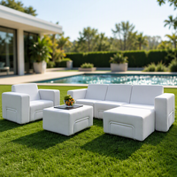 Platzsparendes KD Aluminium Outdoor-Sofa mit Vakuumkomprimierten Schaumstoffkissen für Terrasse und Garten, Sektionales Sofa für Ferienanlagen