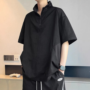 <strong>NASA</strong> Vintage Fashion Brand Half-zip Short-sleeve <strong>Mens</strong> Summer Plus-size Polyester <strong>T</strong>-<strong>shirt</strong> Loose-fit Oversized Design for - Product Image 1