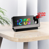 EMAF Tijd Dag Temperatuur Projector Spiegel Wekker Digitale Tafelwekker Stille Werking Kinderkamer Projector Klok