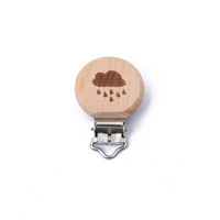 Attache-tétine en bois de hêtre naturel lisse pour bébé, motif animal de dessin animé, pour les dents et les gencives, chaîne anti-chute confortable, accessoires de bijoux DIY
