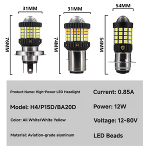 YD 3030 89SMD P15D H4 BA20D <span class=keywords><strong>Moto</strong></span> phare 12-80V haut/bas faisceau <span class=keywords><strong>moto</strong></span> projecteur ampoule avec antibrouillard blanc et jaune - Product Image 5