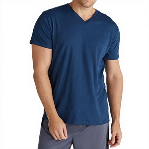 T-shirts pour hommes à col en V avec logo personnalisé, coton léger, vêtements décontractés, fabricant en gros de t-shirts pour hommes - Product Image 1