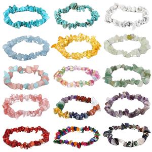 Bracciale elastico in cristallo naturale con pietra schiacciata bracciale colorato - Product Image 2