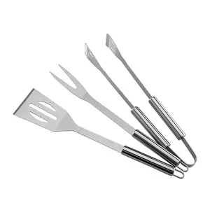 Lmk009 conjunto de ferramentas para churrasco, equipamento de aço inoxidável para churrasco e grelha, 3 peças, utensílio para cozinha ao ar livre
