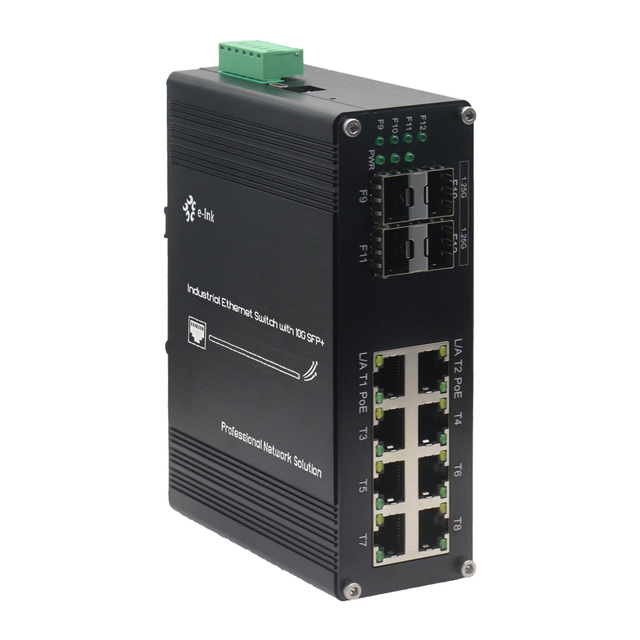 Industrial L2+ 8-Port 10/100/1000T 802.3at PoE + 4-Port 1000X SFP SNMP Managed Ethernet Switch