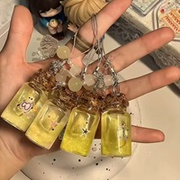 Botol harapan pasir mengalir transparan buatan tangan liontin musim semi rasa kuno kecil rantai kunci DIY dengan efek kaca Drifting