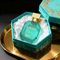 Flacone di Profumo in Vetro Vuoto Quadrato Piatto di Alta Qualità, 30ml 50ml 100ml, con Coperchio Quadrato Dorato e Confezione Regalo