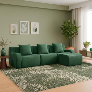 Canapé carré rembourré en tissu Teddy blanc de qualité supérieure pour hall d'hôtel et villa, idéal pour la vente en gros, échantillons gratuits - Product Image 1