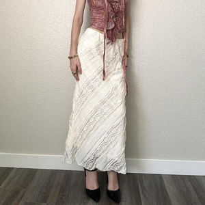 Jupe midi droite taille basse en dentelle pour femme, style décontracté, mode estivale, bas de tenue streetwear - Product Image 3