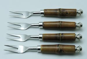 Natural Bamboo Handle Steel Fork Cutlery / <b>Flatware</b> <b>Set</b> - Product Image 2