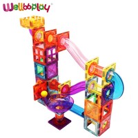 Pista Magnética de Canicas, Juguete Educativo, Bloques de Construcción, 50 Piezas, Plástico ABS, Circuito de Carreras, Juego de Inteligencia con Fichas