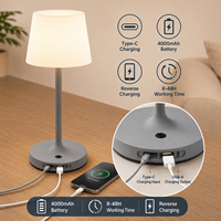 Lampe de chevet LED tactile en métal CoolQing moderne, rechargeable, sans fil, à intensité variable, pour chambre et salon