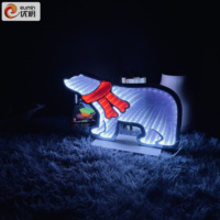 Haute qualité 15 pouces 5V LED néon miroir lumières multicouche ours polaire acrylique pour intérieur atmosphère de noël décor batterie boîte