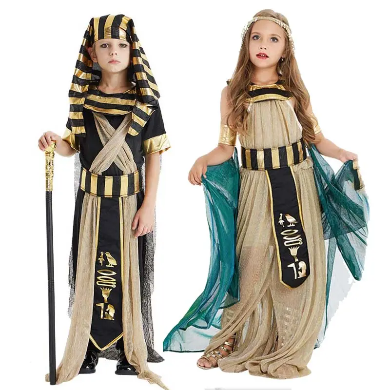 Disfraz de Cleopatra Egipcia para Niño y Niña, Fiesta de Carnaval, Halloween, Faraón, Reina