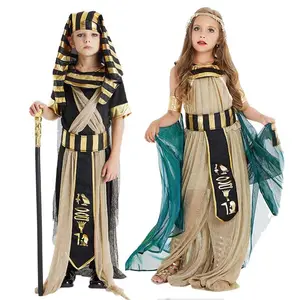 Kostum pesta karnaval Halloween Anak laki-laki perempuan, kostum Cleopatra Mesir AGHC-008