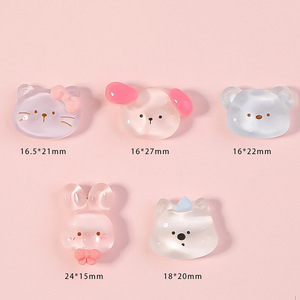 Autocollants et aimants pour réfrigérateur, dessin animé mignon, tête d'animal transparente, résine artisanale, colle crème écologique - Product Image 3