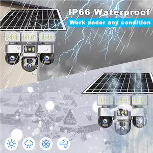 Kamera Keamanan CCTV V380 Outdoor Wifi 12MP 3 Lensa 3PTZ Kontrol Ponsel Tenaga Surya Tahan Air Pelacakan Otomatis 4G Deteksi Gerak Audio Dua Arah - Product Image 3