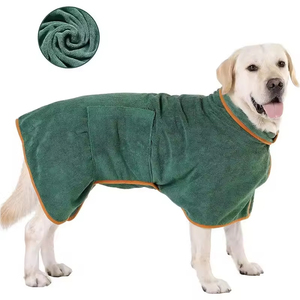 Nouvelle robe de bain pour animaux de compagnie en polyester écologique, pour grands chiens, enveloppante, super absorbante, séchage rapide, idéale après le bain et la toilettage. - Product Image 2