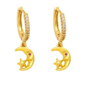 2023 New Trendy Gold Moon/Star Celtic Drop Zircon Stud Earrings Women Fashion Jewelry Earrings
