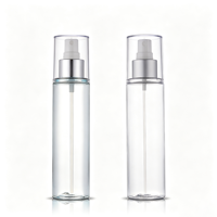 Flacon pulvérisateur cosmétique transparent en PET de 150 ml, vide, avec pulvérisateur argenté, logo personnalisé pour les soins de la peau, tonique