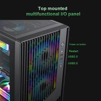 Casing PC Compact M ATX ITX 348mm, Muat GPU 305mm, Kaca Temper, 1 HDD, 1 SSD, USB 3.0, Panel I/O Depan