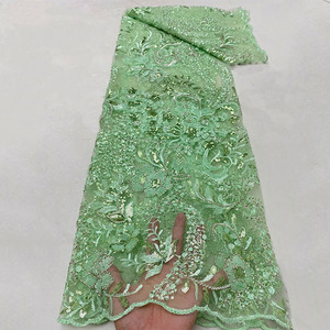 Tissu holographique à paillettes, broderie de luxe, dentelle perlée et argentées, nouvelle collection 2020 - Product Image 4
