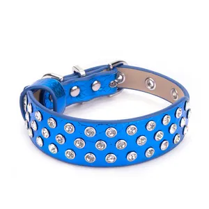 Luxo Ajustável Microfibra Comforter Pet Diamante Colorido Espumante Bling Rhinestone Pet Dog Collar Para Small Big Dog