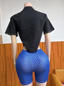 Conjunto de 2 Piezas PEEQI, Camiseta de Algodón con Estampado Gráfico y Remaches, Top y Shorts, Conjunto <span class=keywords><strong>Casual</strong></span> de Verano para Mujer - Product Image 6