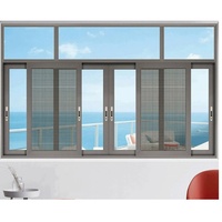 Fenêtre pliante insonorisée et étanche en aluminium à glissière horizontale pour salle de bain et chambre dans une maison moderne
