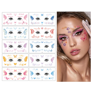 Adesivi per Trucco Viso da Donna e Ragazza, <span class=keywords><strong>Tatuaggi</strong></span> Temporanei con Occhi d'Angelo, Glitter e Farfalle - Product Image 1