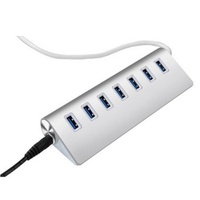 Hub USB 3.0 Aluminium 7 Port, Ekspander USB, Splitter untuk MacBook, Laptop, Surface Pro, PS5, PC