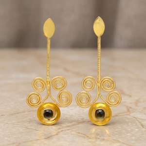 ต่างหูห้อยมุกทองเหลืองทำมือ สไตล์โบฮีเมียน แฟชั่นสำหรับทุกเพศ - Product Image 2